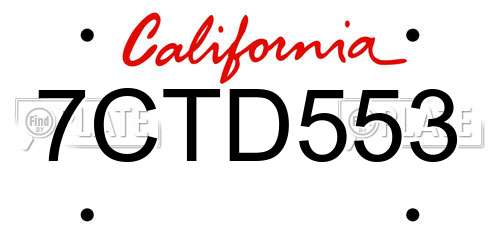 7CTD553 California License Plate