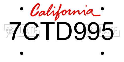 7CTD995 California License Plate