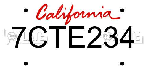 7CTE234 California License Plate