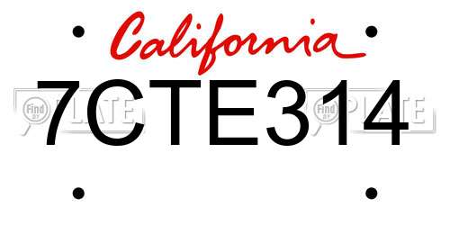 7CTE314 California License Plate