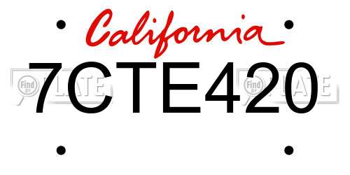7CTE420 California License Plate