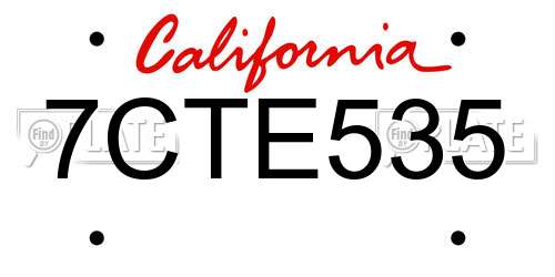 7CTE535 California License Plate