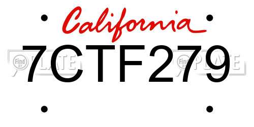 7CTF279 California License Plate
