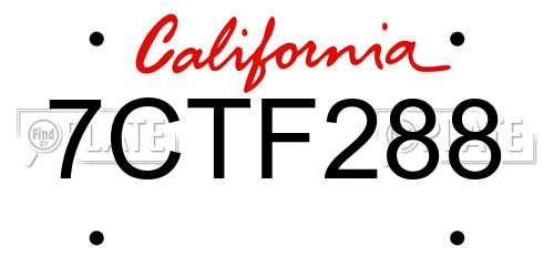 7CTF288 California License Plate
