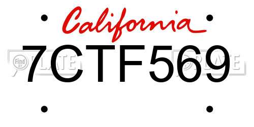 7CTF569 California License Plate