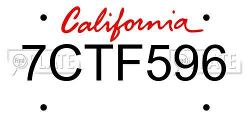 7CTF596 California License Plate