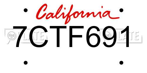 7CTF691 California License Plate