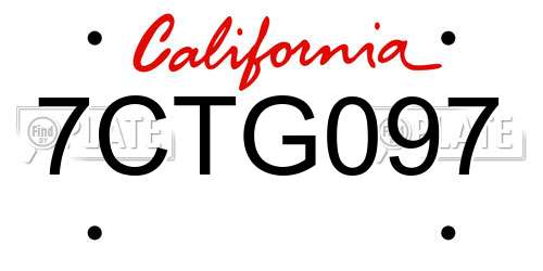 7CTG097 California License Plate