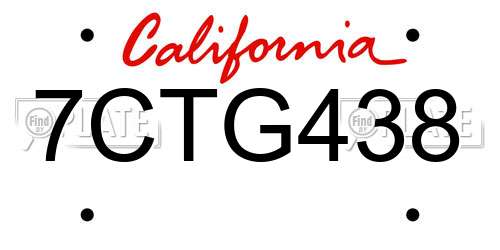 7CTG438 California License Plate