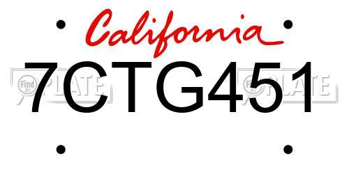 7CTG451 California License Plate