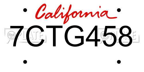 7CTG458 California License Plate