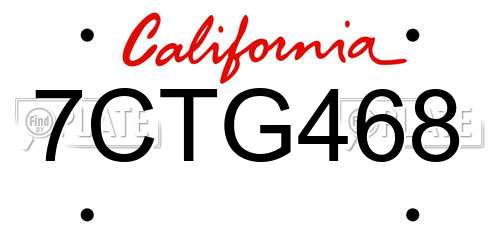 7CTG468 California License Plate