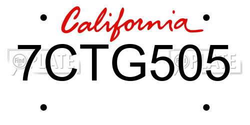 7CTG505 California License Plate