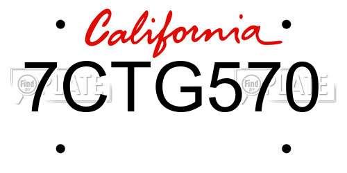 7CTG570 California License Plate