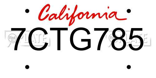 7CTG785 California License Plate