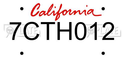 7CTH012 California License Plate