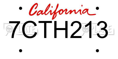 7CTH213 California License Plate