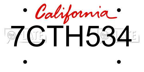 7CTH534 California License Plate