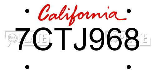 7CTJ968 California License Plate