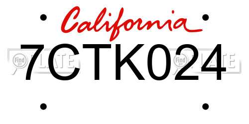7CTK024 California License Plate