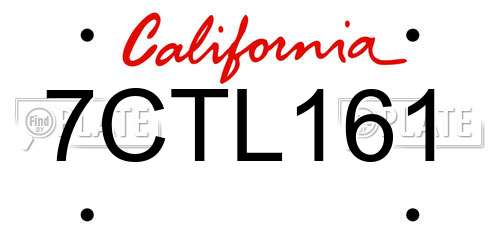 7CTL161 California License Plate