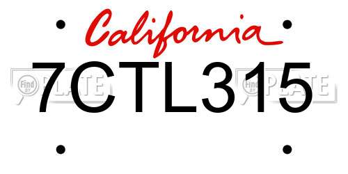 7CTL315 California License Plate