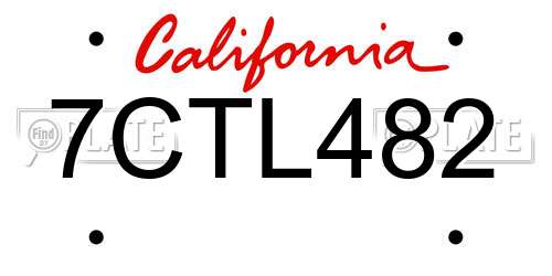7CTL482 California License Plate
