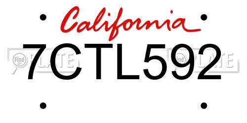 7CTL592 California License Plate