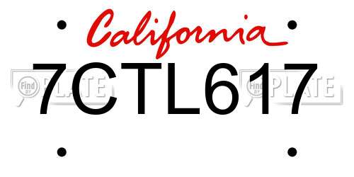 7CTL617 California License Plate