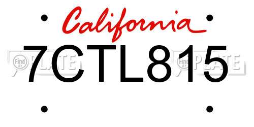 7CTL815 California License Plate