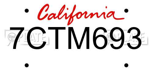 7CTM693 California License Plate