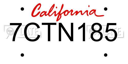 7CTN185 California License Plate