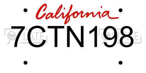 7CTN198 California License Plate