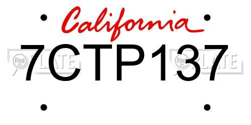 7CTP137 California License Plate