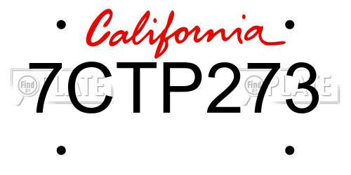 7CTP273 California License Plate