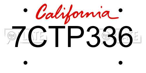 7CTP336 California License Plate