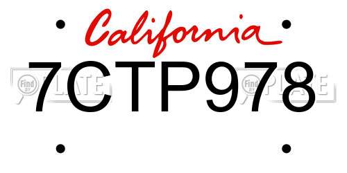 7CTP978 California License Plate