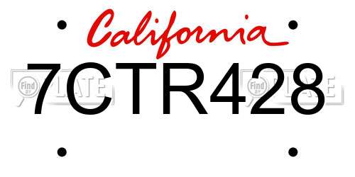 7CTR428 California License Plate
