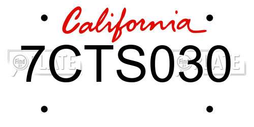 7CTS030 California License Plate