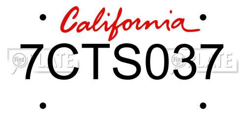 7CTS037 California License Plate