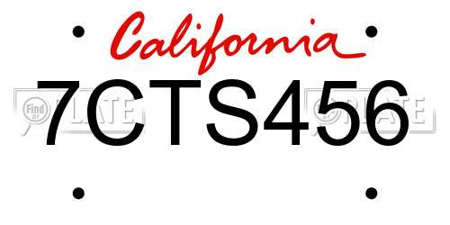 7CTS456 California License Plate