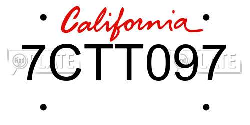 7CTT097 California License Plate