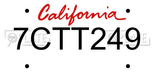 7CTT249 California License Plate