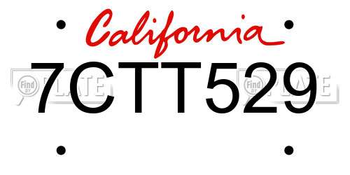 7CTT529 California License Plate