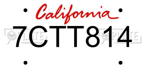 7CTT814 California License Plate