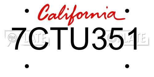 7CTU351 California License Plate