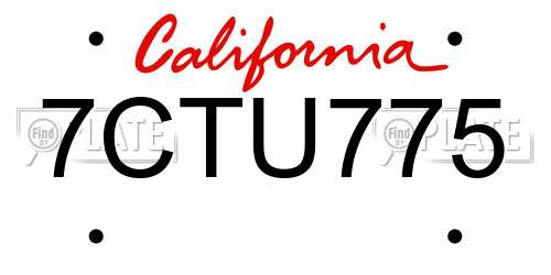7CTU775 California License Plate