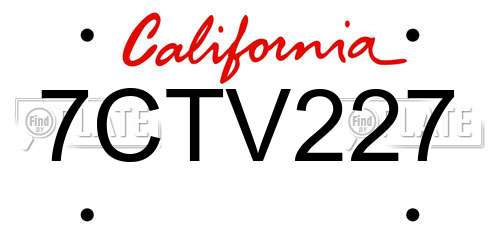 7CTV227 California License Plate