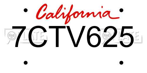 7CTV625 California License Plate