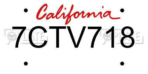 7CTV718 California License Plate